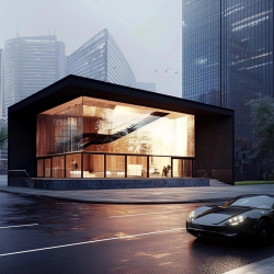 09.Архитектурный проект здания - фасад из стекла