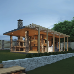 14.Дизайн фасадов террасы— дерево, свет и фасада