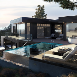 02.Современный архитектурный проект частного дома — фасады и планировка от архитектора